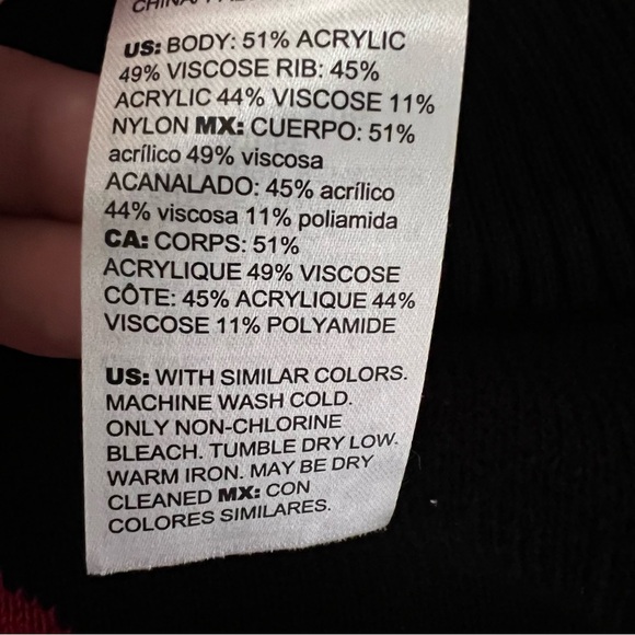 CHICO’S Mock Neck Sweater Poncho Oversized Slouchy Red Black Knit Sz S/M Boho - Picture 11 of 12